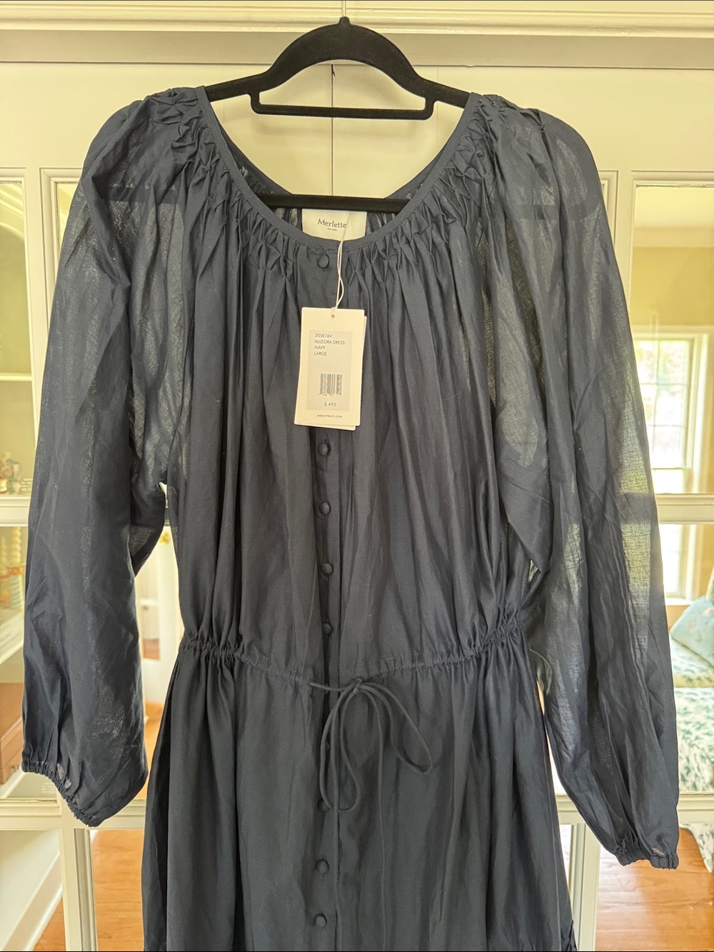Merlette Navy Button-Front Tiered Maxi Dress - Picture 3 of 7
